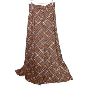 Vintage Century of Boston Wool Plaid Button Front Skirt Tan Size 14